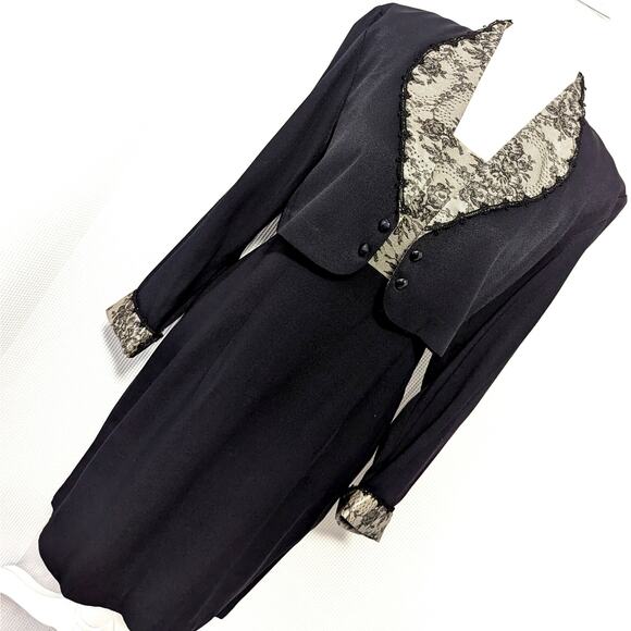 JOHN ROBERTS! 2 PIECE BLACK AND GOLD LACE TRIMMED TANK DRESS SUIT SET! SZ 6 - Picture 9 of 9